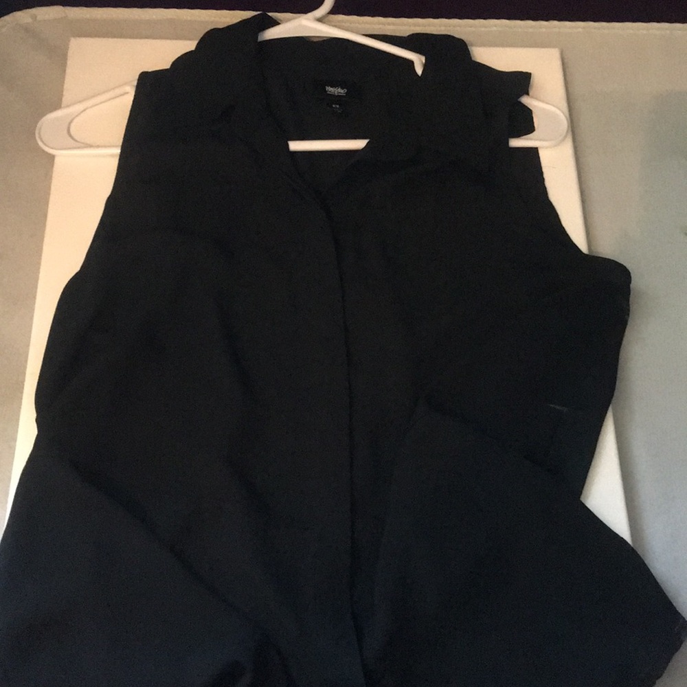 Long black silk tank top